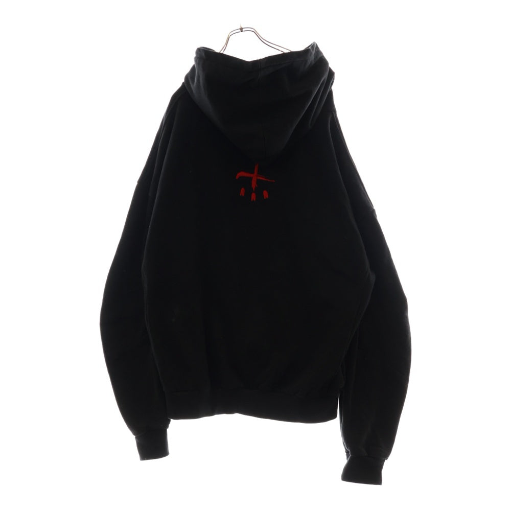 cvtvlist(カタリスト) 20SS USUAL LOGO HOODIE ユージュアル ロゴエンブロイダリー プルオーバーパーカー フーディー ブラック/レッド