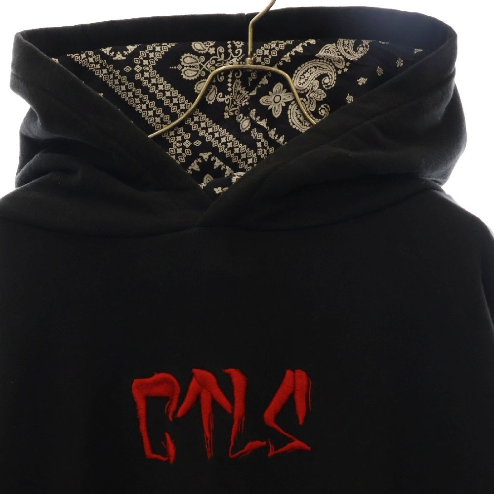 cvtvlist(カタリスト) 20SS USUAL LOGO HOODIE ユージュアル ロゴエンブロイダリー プルオーバーパーカー フーディー ブラック/レッド