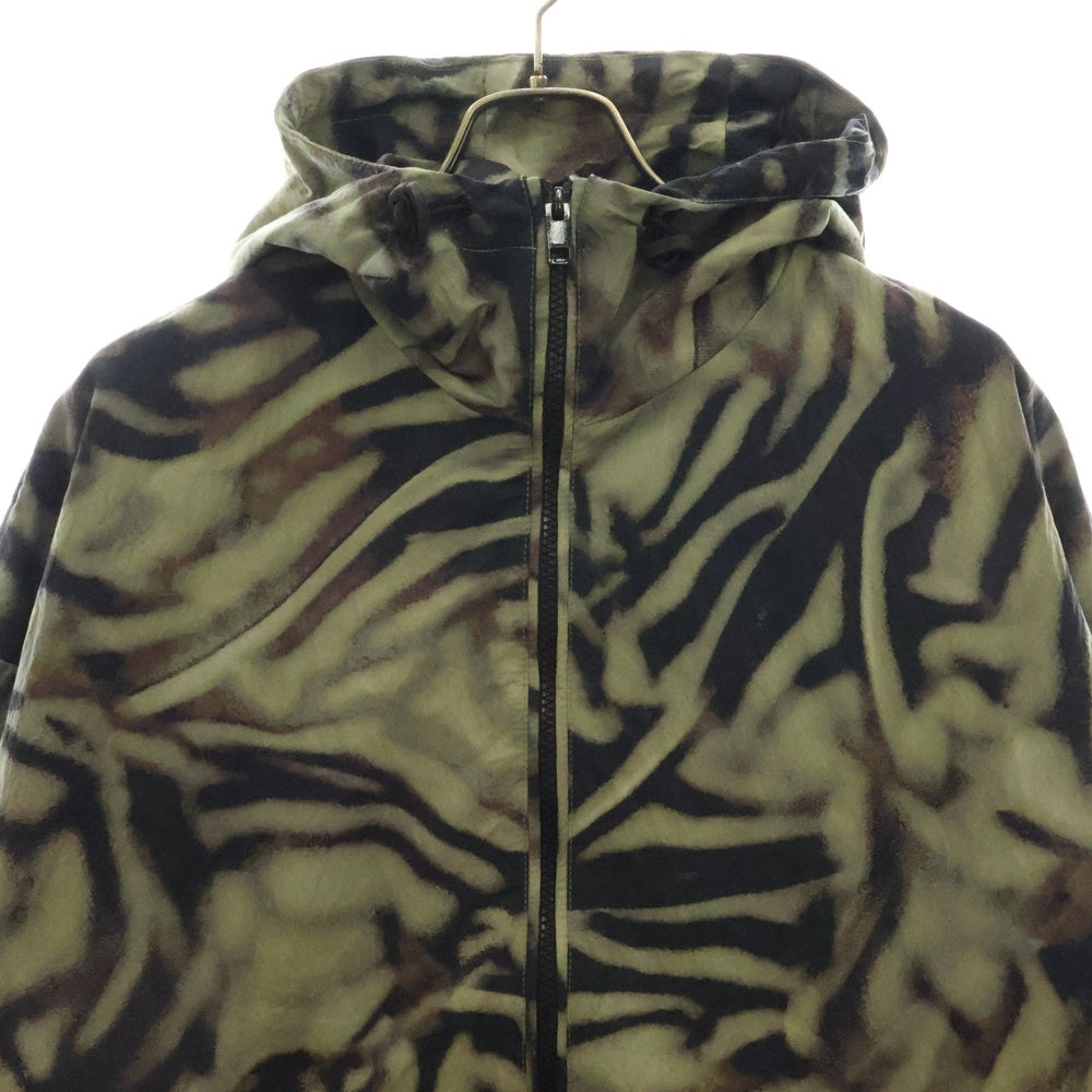 DIESEL(ディーゼル) 24SS J-LEOPOLD-ZEBRA レオパード ゼブラ フーデッドジャケット マウンテンパーカー 総柄 カーキ A13376