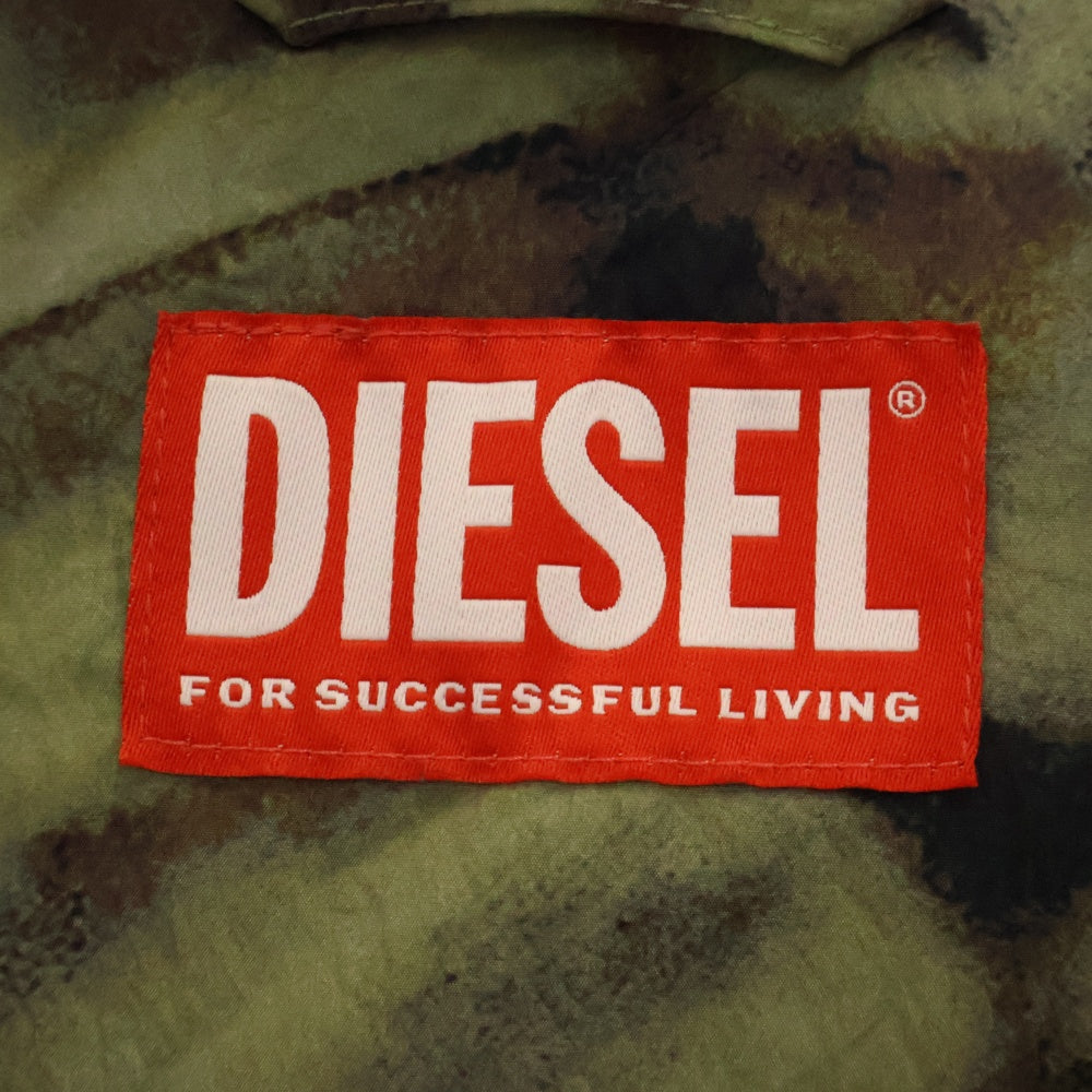 DIESEL(ディーゼル) 24SS J-LEOPOLD-ZEBRA レオパード ゼブラ フーデッドジャケット マウンテンパーカー 総柄 カーキ A13376