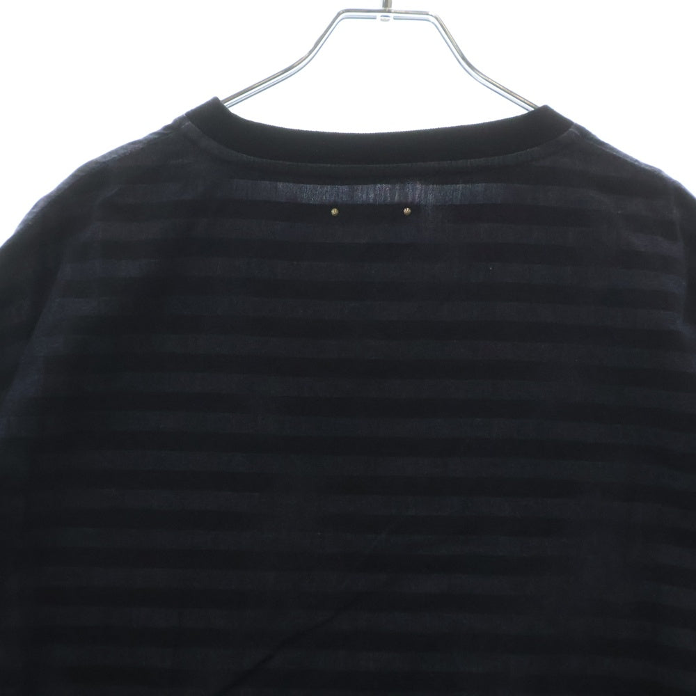 MINEDENIM(マインデニム) SAMPLE サンプル ボーダーデザイン ポケット 半袖Tシャツ カットソー ネイビー