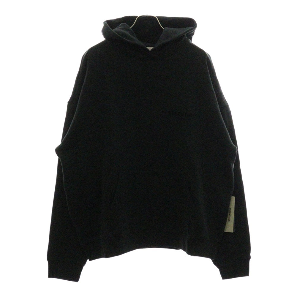 FEAR OF GOD ESSENTIALS(フィアオブゴッド エッセンシャルズ) Flocky Back Logo Sweat Pullover Parka フロッキーバックロゴプリントスウェットプルオーバーパーカー ブラック
