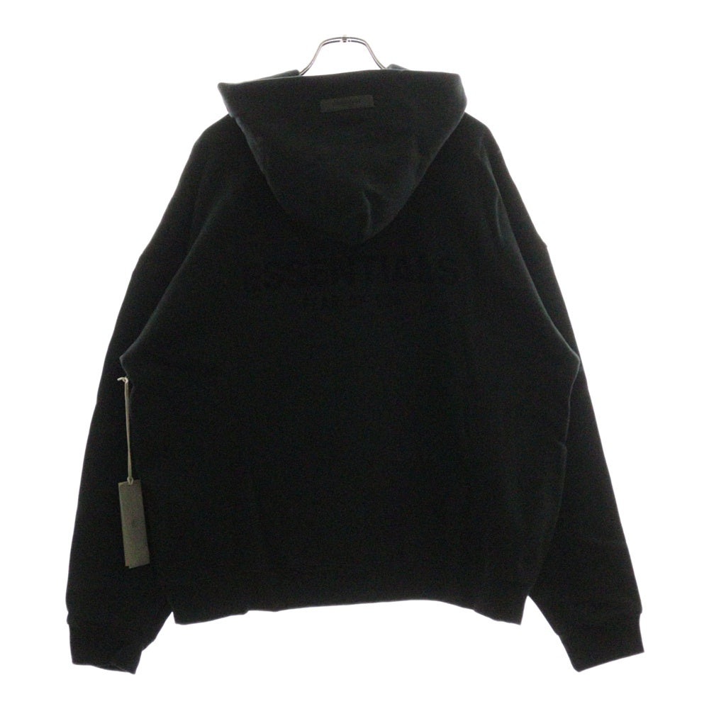 FEAR OF GOD ESSENTIALS(フィアオブゴッド エッセンシャルズ) Flocky Back Logo Sweat Pullover Parka フロッキーバックロゴプリントスウェットプルオーバーパーカー ブラック
