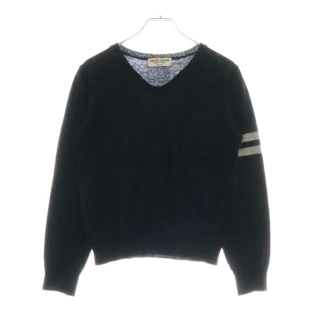 robe de chambre COMME des GARCONS(ローブドシャンブル コムデギャルソン) 90S AD1998 アームポイントボーダー Vネック ウールニット セーター ブラック レディース RN-040410
