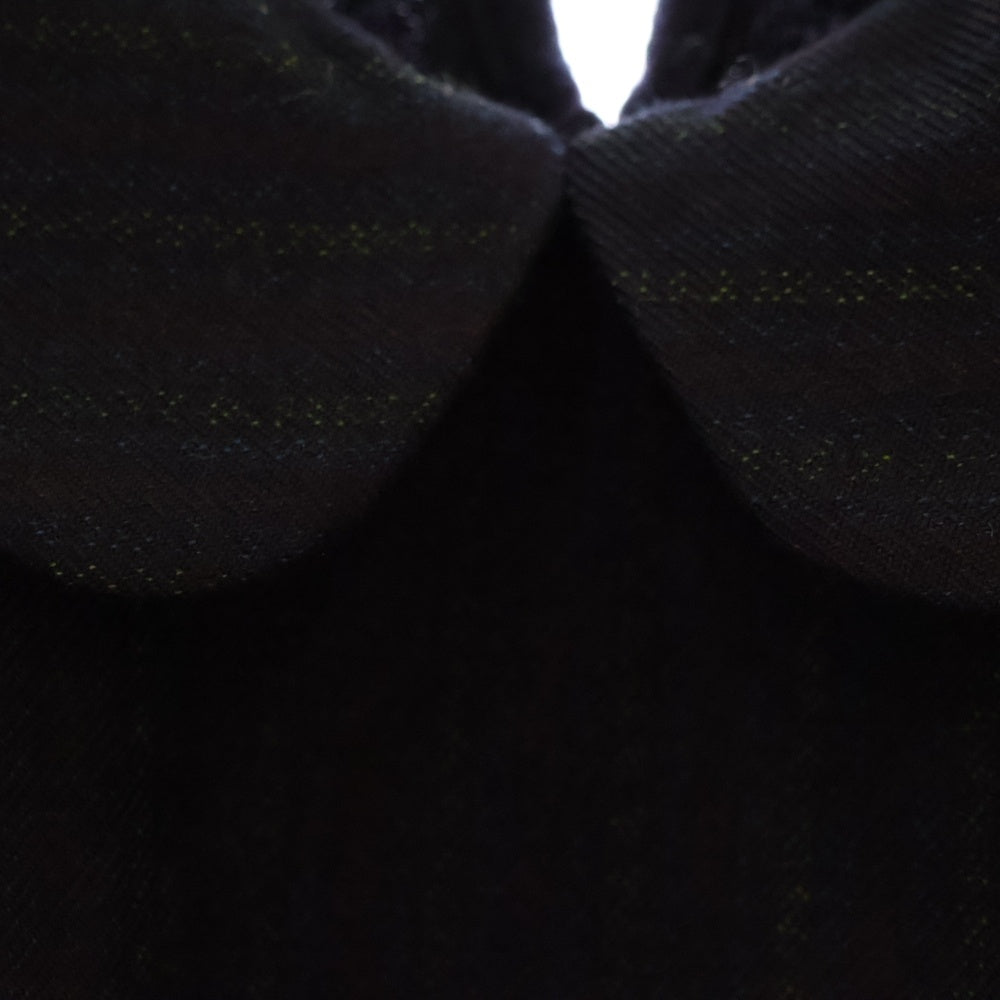 tricot COMME des GARCONS(トリコ コム デ ギャルソン) 90S AD1996 丸襟 フラワーペイント 切替デザイン 長袖ウールワンピース ネイビー レディース TO-080010