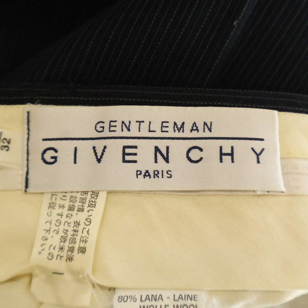 GIVENCHY(ジバンシィ) ワンタック ストライプ ウールスラックスパンツ ネイビー