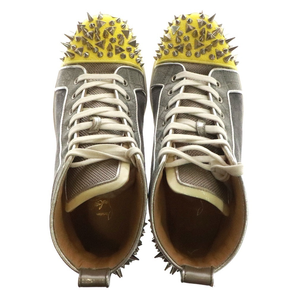 CHRISTIAN LOUBOUTIN(クリスチャンルブタン) LOU PIK PIK 2 スタッズ レザー ハイカット スニーカー グレー