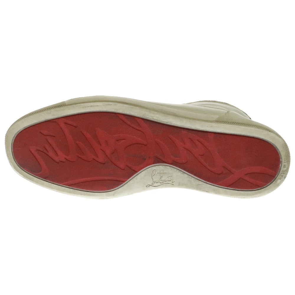 CHRISTIAN LOUBOUTIN(クリスチャンルブタン) LOUIS FLAT ルイス フラット ハラコ レザー スタッズ ハイカット スニーカー ホワイト/ブラウン