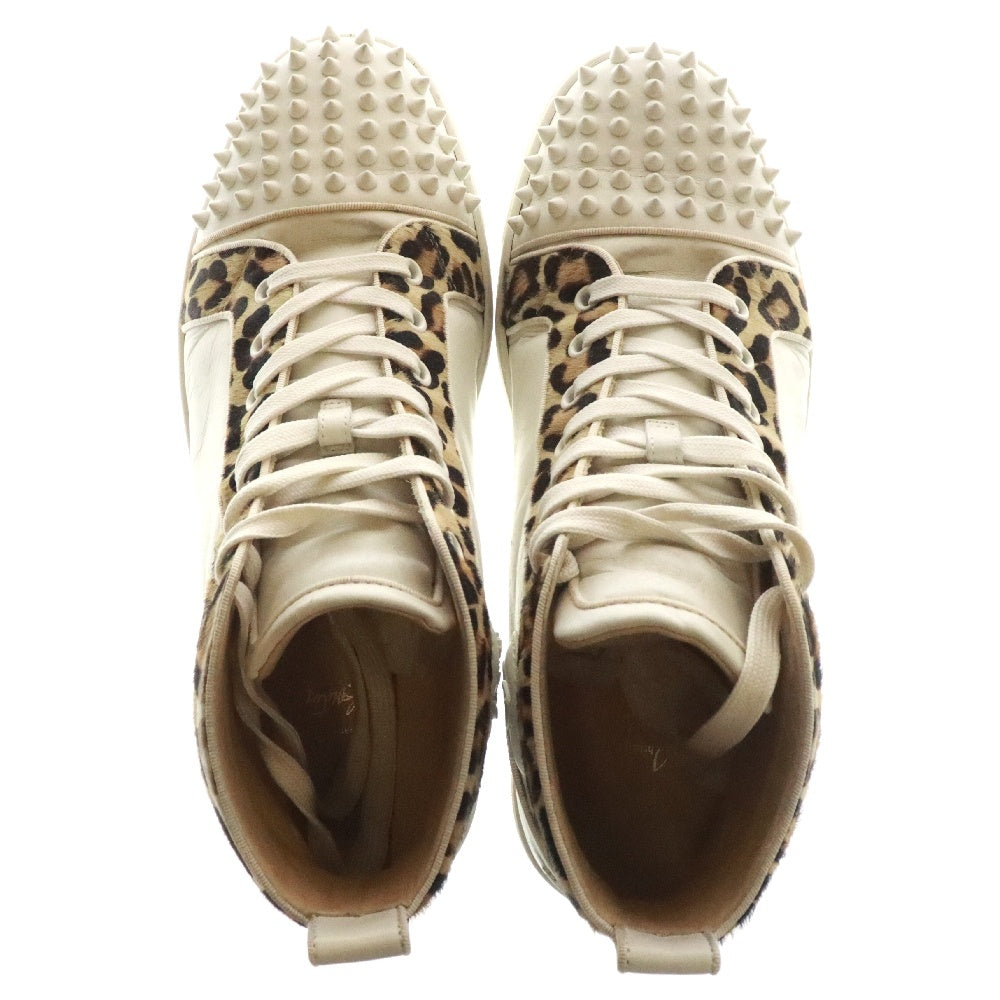 CHRISTIAN LOUBOUTIN(クリスチャンルブタン) LOUIS FLAT ルイス フラット ハラコ レザー スタッズ ハイカット スニーカー ホワイト/ブラウン