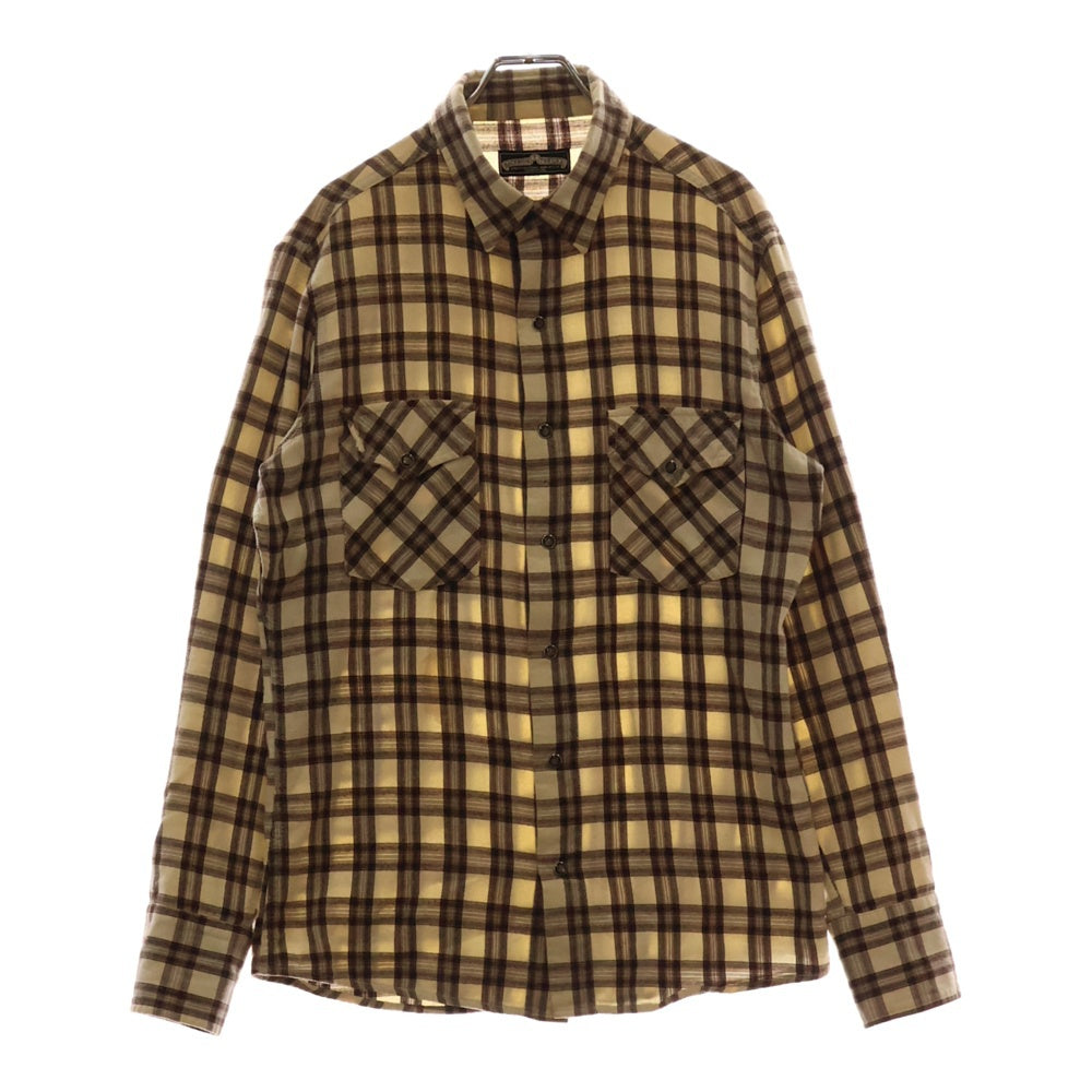 BACK BONE(バックボーン) 09AW FORMAL SHIRTS チェック スナップボタン 長袖シャツ ブラウン BC09FW-S01