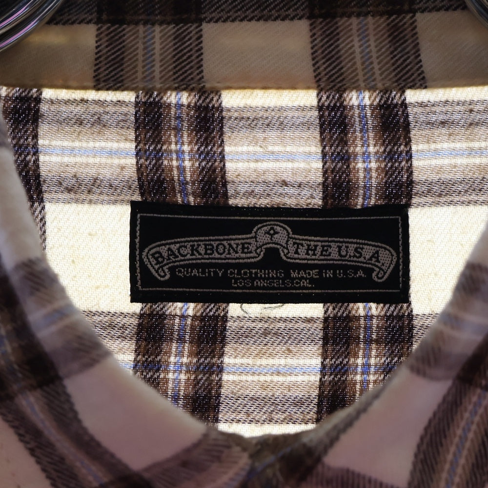 BACK BONE(バックボーン) 09AW FORMAL SHIRTS チェック スナップボタン 長袖シャツ ブラウン BC09FW-S01