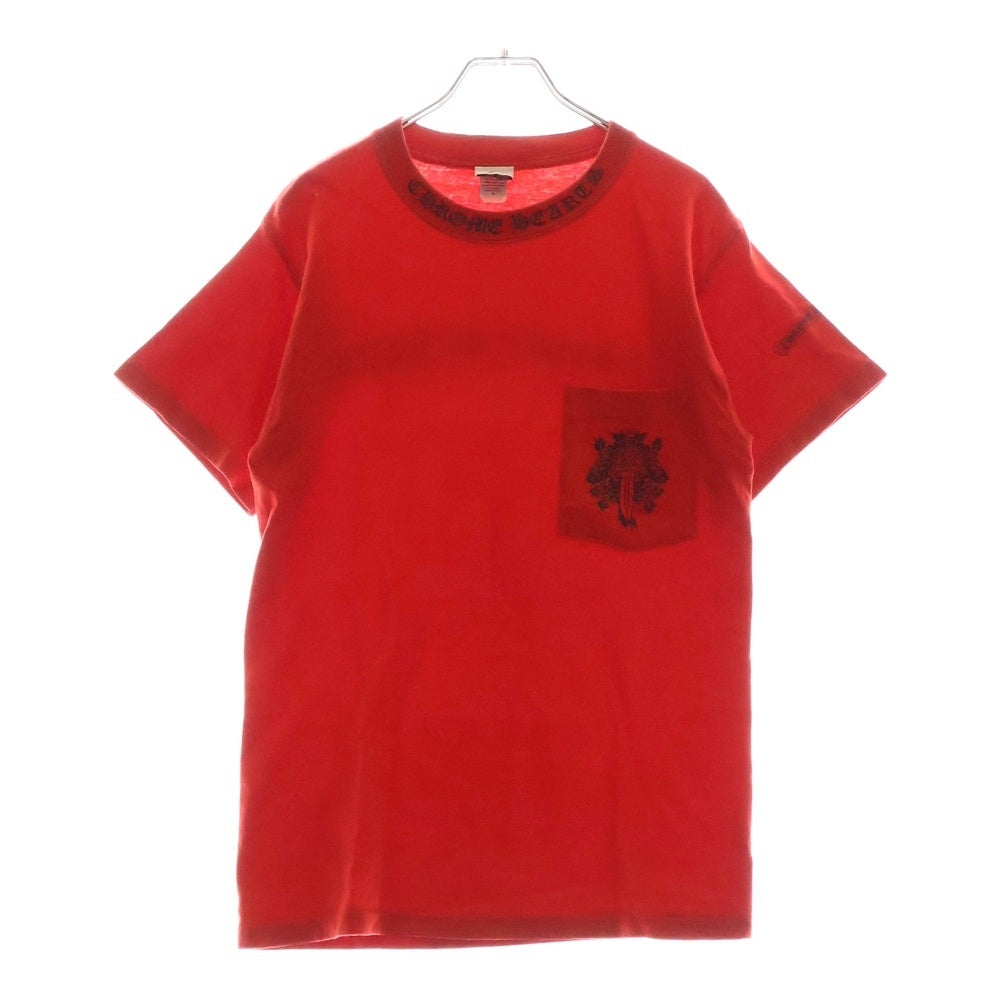 CHROME HEARTS(クロムハーツ) OLD NECK LOGO DAGGER S/S T SHIRT オールド ネックロゴ ダガープリント 半袖 ポケットTシャツ カットソー レッド