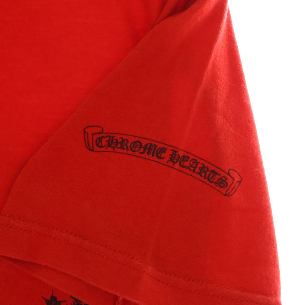 CHROME HEARTS(クロムハーツ) OLD NECK LOGO DAGGER S/S T SHIRT オールド ネックロゴ ダガープリント 半袖 ポケットTシャツ カットソー レッド