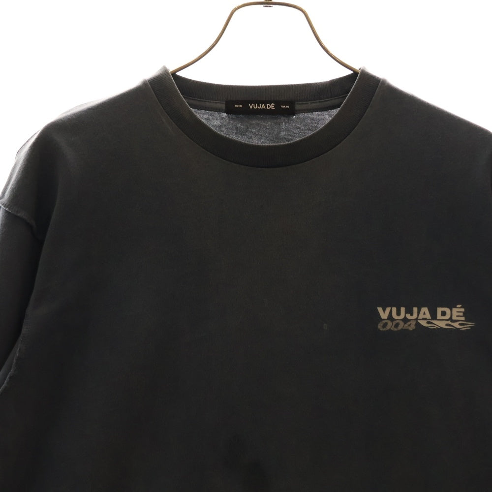 Vuja De(ブジャ デ) 004 L/S TEE グラフィックプリント クルーネック長袖Tシャツ カットソー ブルー