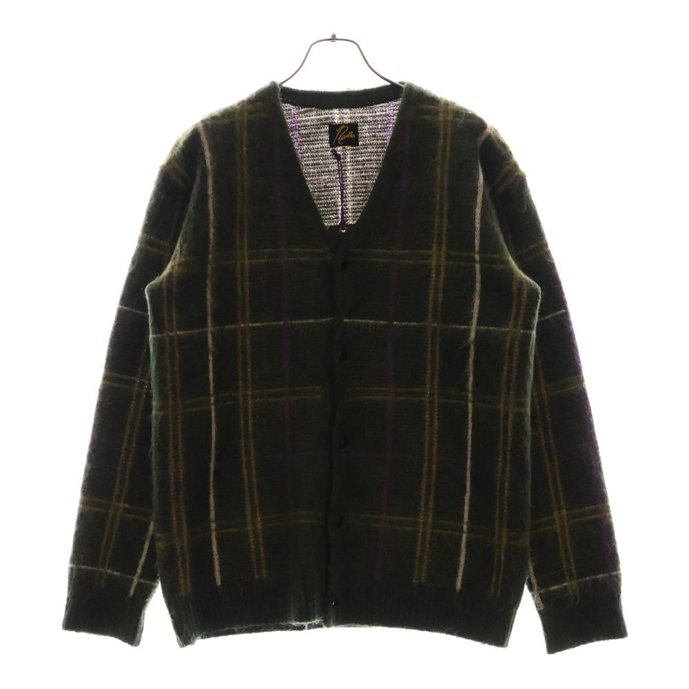 Needles(ニードルス) Windowpane ウィンドウペン チェック柄 モヘアニット カーディガン グリーン JO258