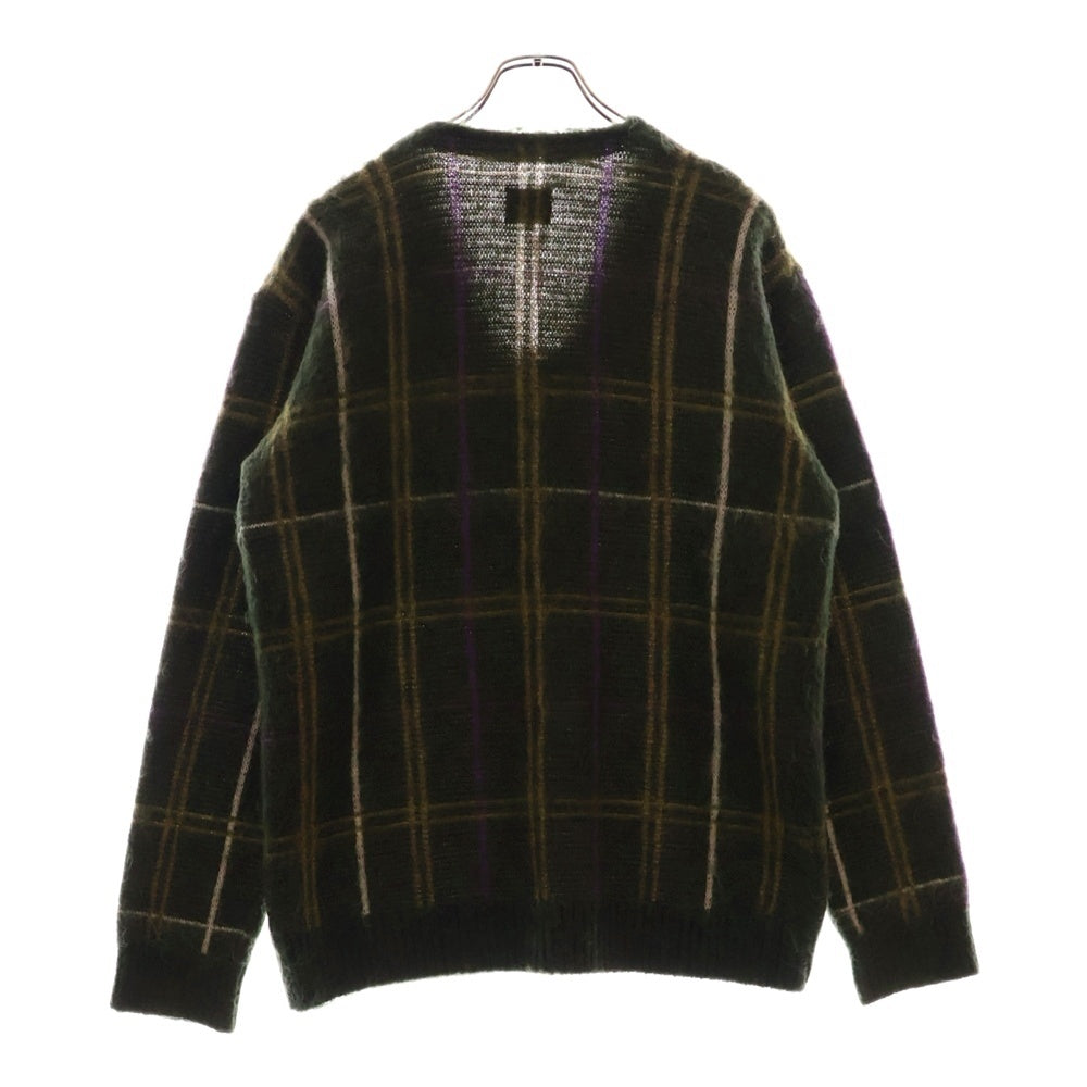 Needles(ニードルス) Windowpane ウィンドウペン チェック柄 モヘアニット カーディガン グリーン JO258