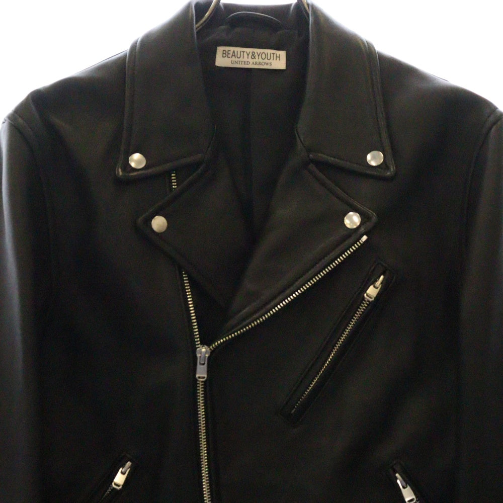 BEAUTY&YOUTH UNITED ARROWS(ビューティーアンドユースユナイテッドアローズ) ラムレザーダブルライダースジャケット ブラック 1225-199-9689