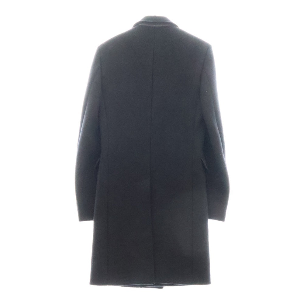 SAINT LAURENT PARIS(サンローランパリ) 16AW ラペル裏レザー切替 ウール チェスター コート ブラック 393655 Y112W