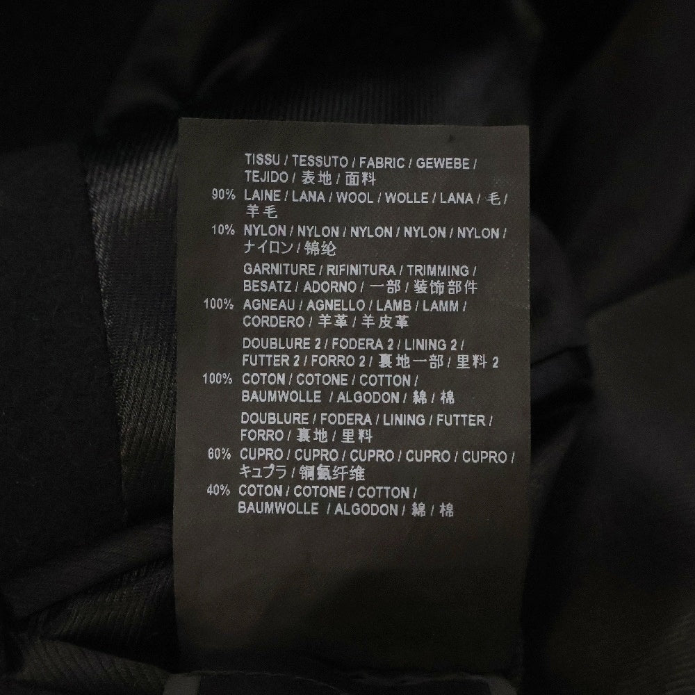SAINT LAURENT PARIS(サンローランパリ) 16AW ラペル裏レザー切替 ウール チェスター コート ブラック 393655 Y112W