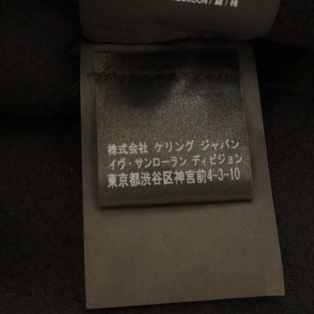 SAINT LAURENT PARIS(サンローランパリ) 16AW ラペル裏レザー切替 ウール チェスター コート ブラック 393655 Y112W