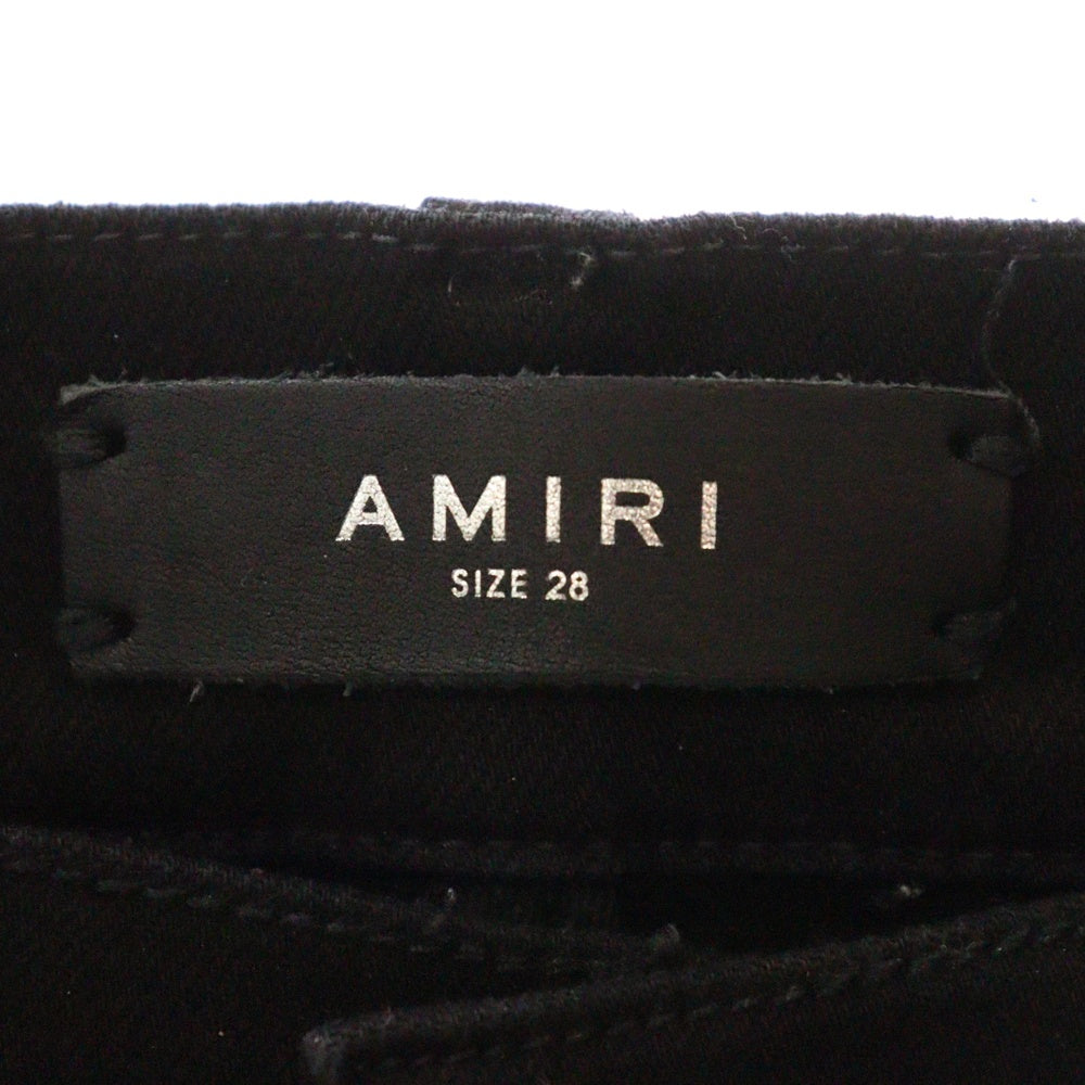 AMIRI(アミリ) ダメージ加工 ボタンフライ ストレッチ スリムスキニー デニムパンツ ブラック