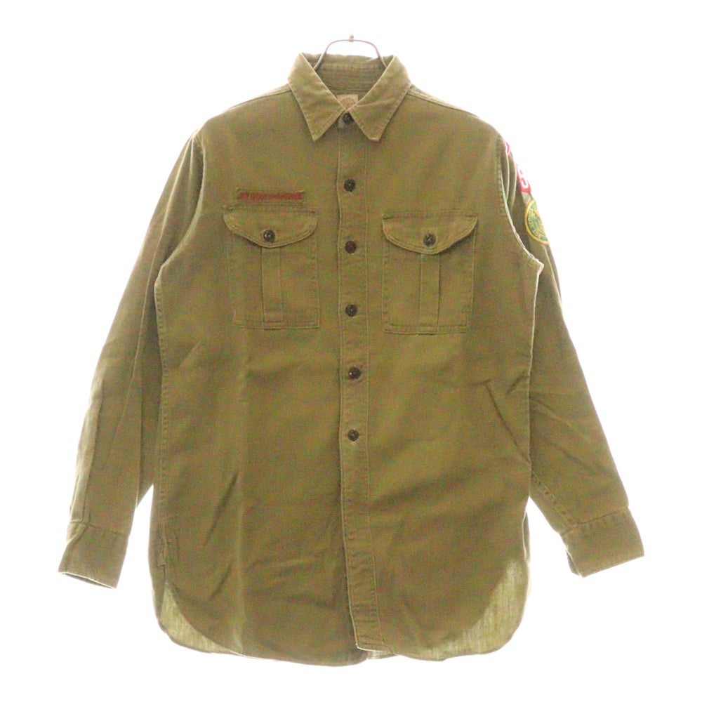 VINTAGE(ヴィンテージ) 60S VINTAGE BOY SCOUTS OF AMERICA エンブレムパッチ マチ付き ボーイスカウト長袖シャツ カーキ
