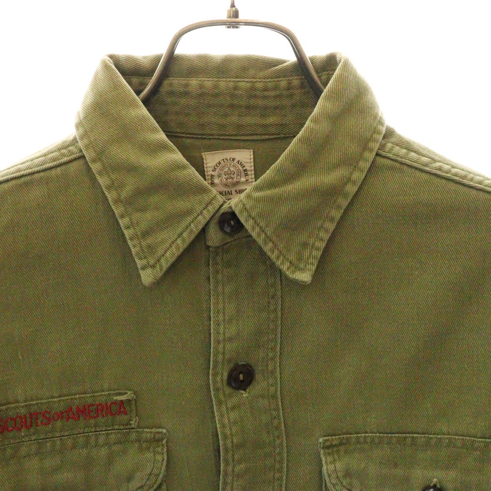 VINTAGE(ヴィンテージ) 60S VINTAGE BOY SCOUTS OF AMERICA エンブレムパッチ マチ付き ボーイスカウト長袖シャツ カーキ
