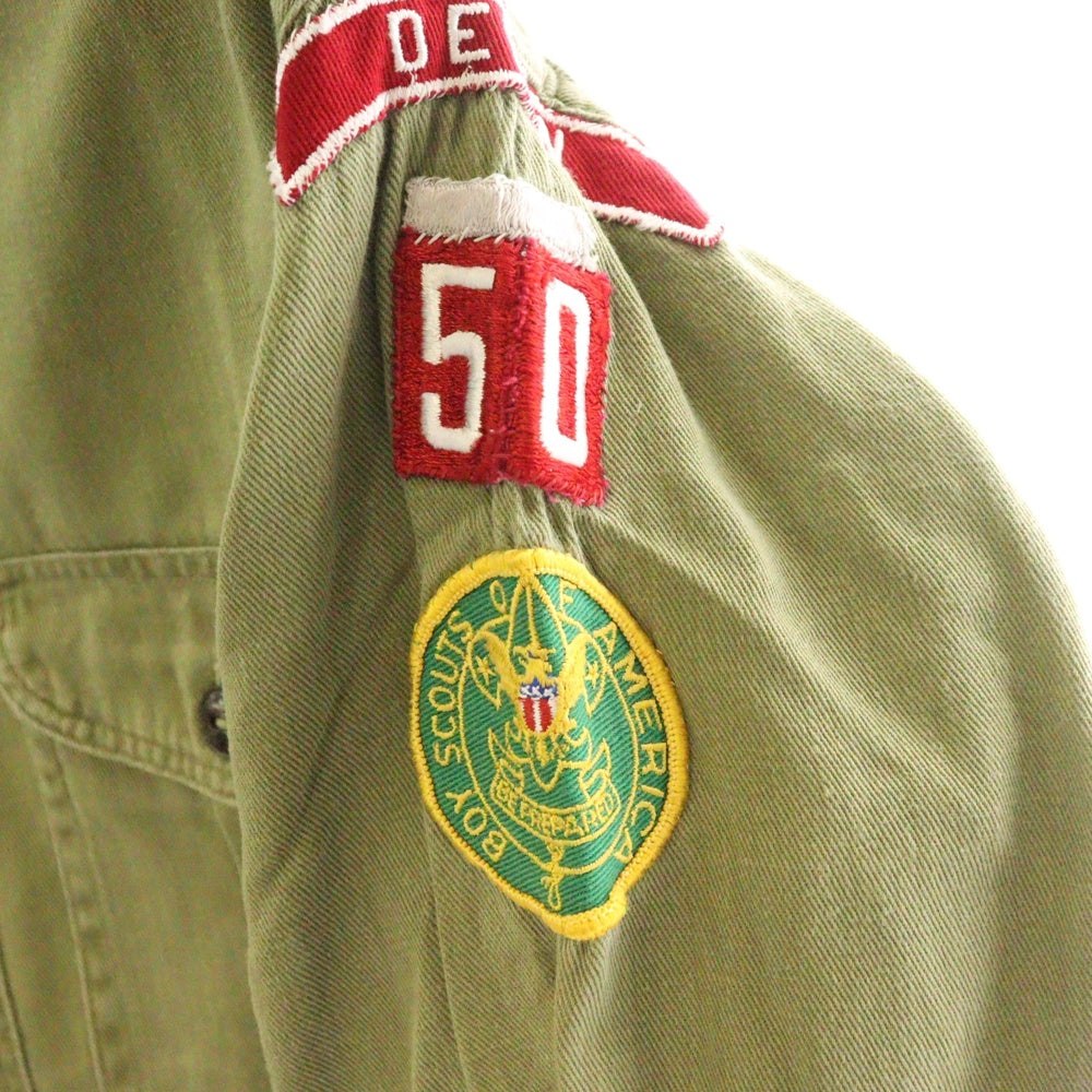 VINTAGE(ヴィンテージ) 60S VINTAGE BOY SCOUTS OF AMERICA エンブレムパッチ マチ付き ボーイスカウト長袖シャツ カーキ