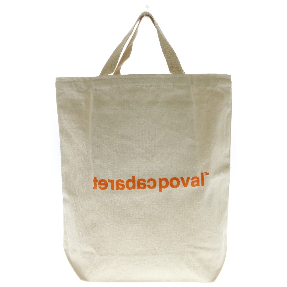 CABARET POVAL(キャバレーポバール) 25SS NO ロゴプリント トートバッグ ナチュラル