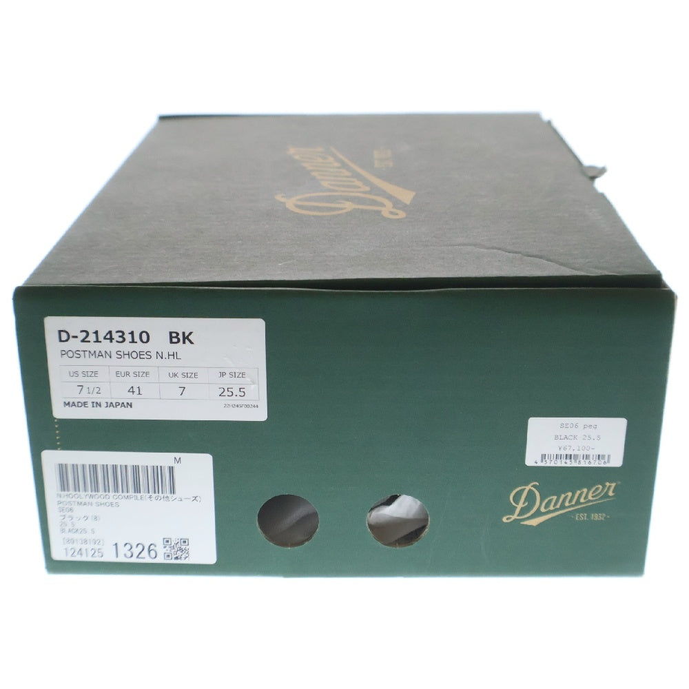 N.HOOLYWOOD(エヌハリウッド) 23SS ×DANNER POSTMAN SHOES N.HL レザー ポストマンシューズ ブラック US7.5/25.5cm D214310