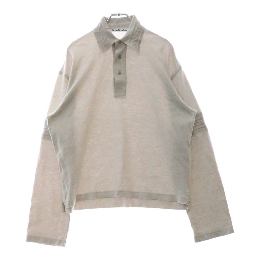 Acne Studios(アクネ ストゥディオズ) 3ボタン エンボスロゴ 長袖ポロシャツ FN-UX-TSHI000015 ホワイト