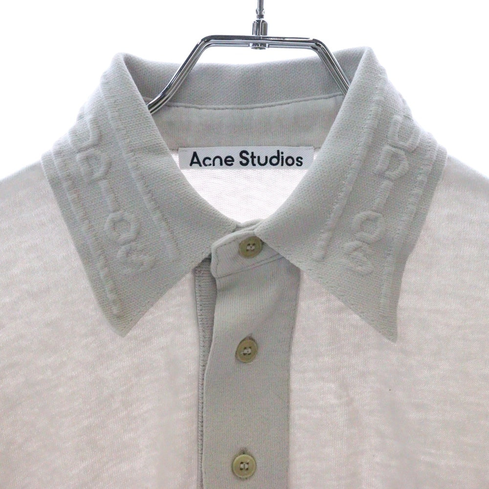 Acne Studios(アクネ ストゥディオズ) 3ボタン エンボスロゴ 長袖ポロシャツ FN-UX-TSHI000015 ホワイト