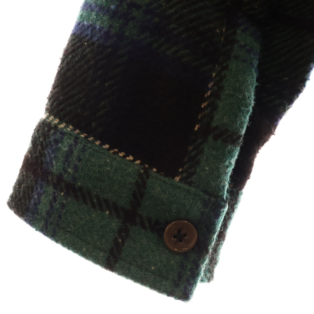 STUSSY(ステューシー) HEAVY WOOL PLAID SHIRT JACKET ヘビー ウール プレイド ジップアップ シャツ ジャケット グリーン