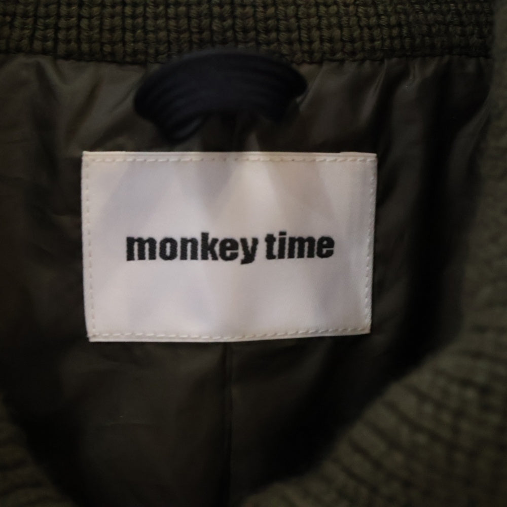 monkey time(モンキータイム) パデッド ニットカラー ジップアップ 中綿ジャケット カーキ 8325-173-1535