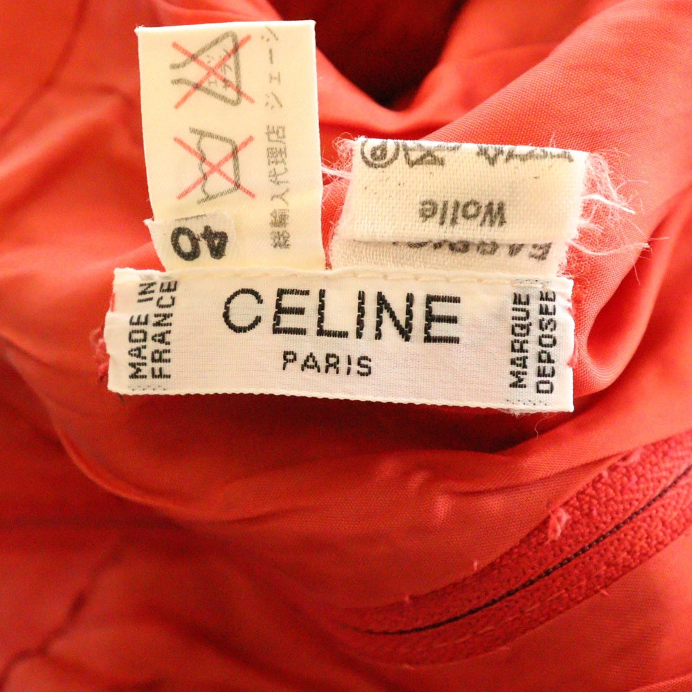 CELINE(セリーヌ) ジェーシーシー期 フランス製 ホースビットモチーフ ウール プリーツスカート レッド レディース