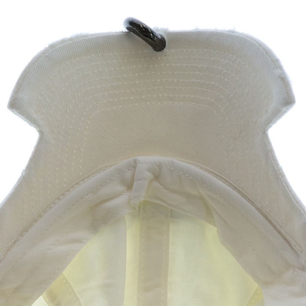 BALENCIAGA(バレンシアガ) 23AW ロゴ刺繍 ダメージ加工 ピアス ベルクロ キャップ ホワイト 750716 410B2