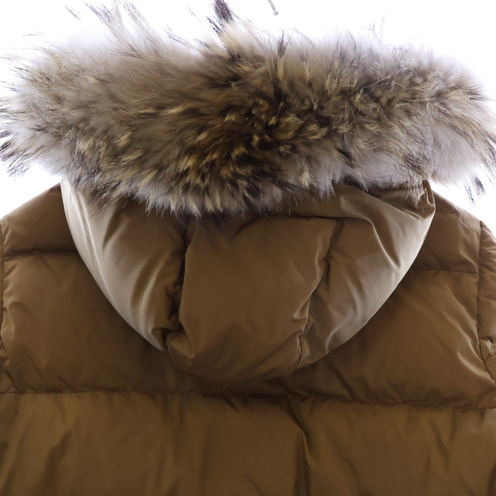 MONCLER(モンクレール) MELINA メリナ ファー付 ジップアップフーデッドダウンコート ジャケット イエロー レディース 49335/91/54155