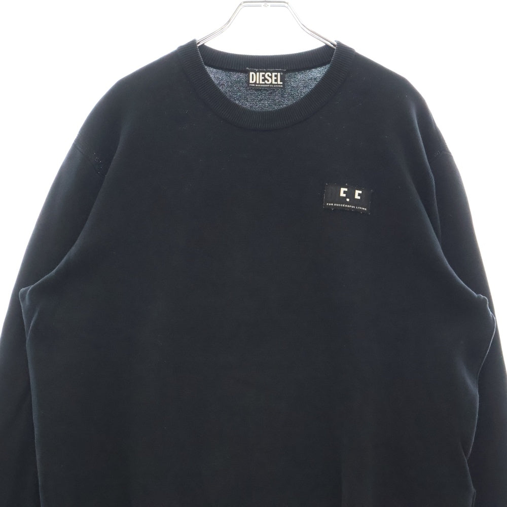 DIESEL(ディーゼル) K-JERSEY フロントロゴパッチ クルーネック コットンニット セーター ブラック A02849 0HCAC