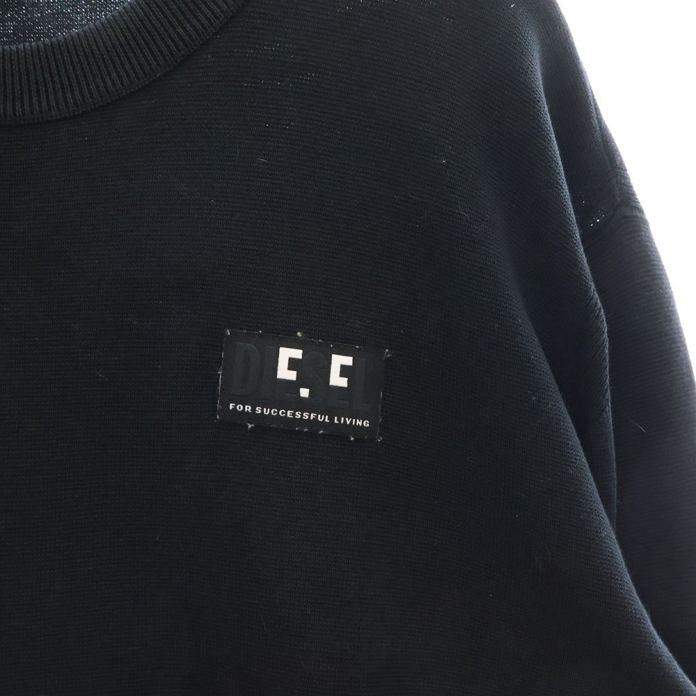 DIESEL(ディーゼル) K-JERSEY フロントロゴパッチ クルーネック コットンニット セーター ブラック A02849 0HCAC