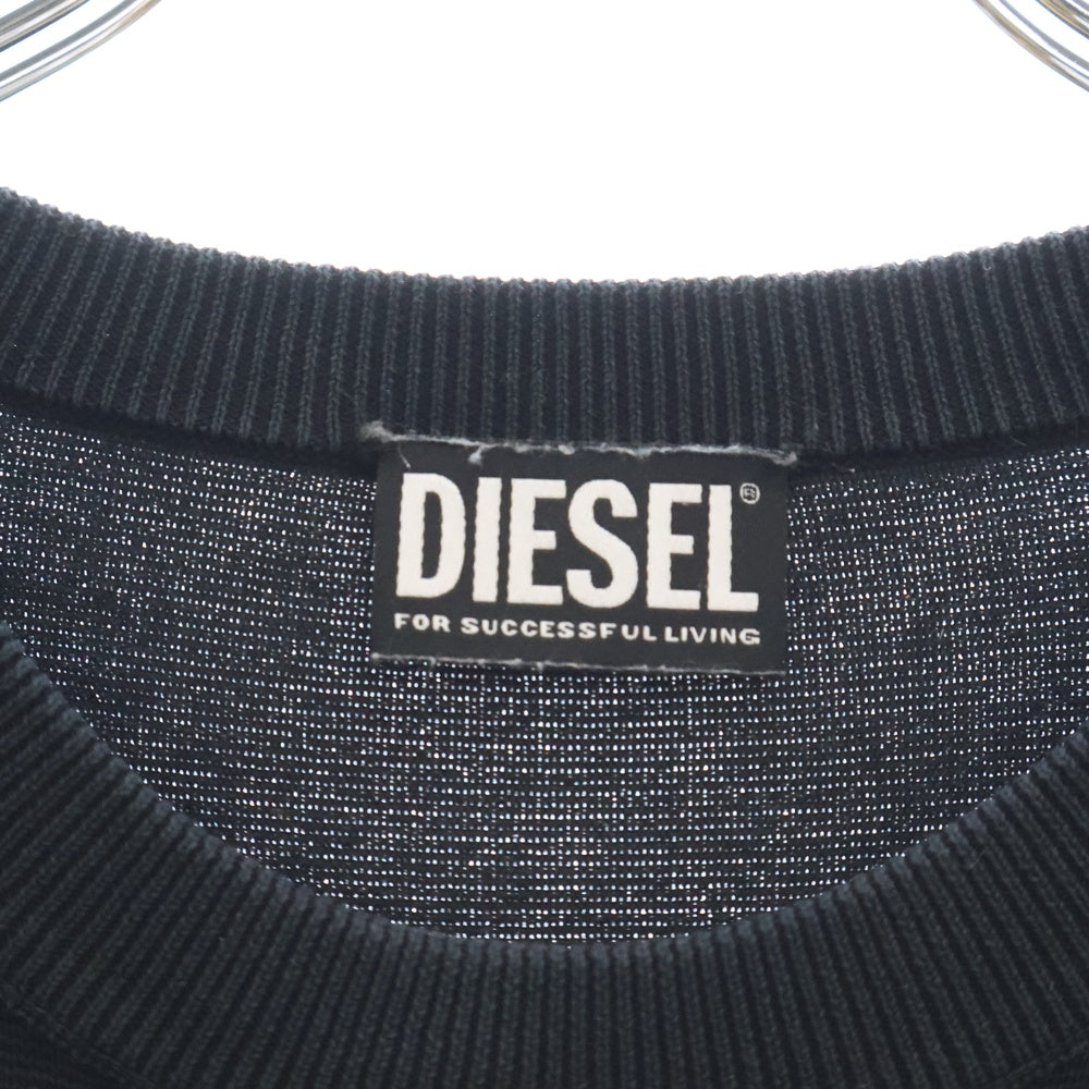 DIESEL(ディーゼル) K-JERSEY フロントロゴパッチ クルーネック コットンニット セーター ブラック A02849 0HCAC