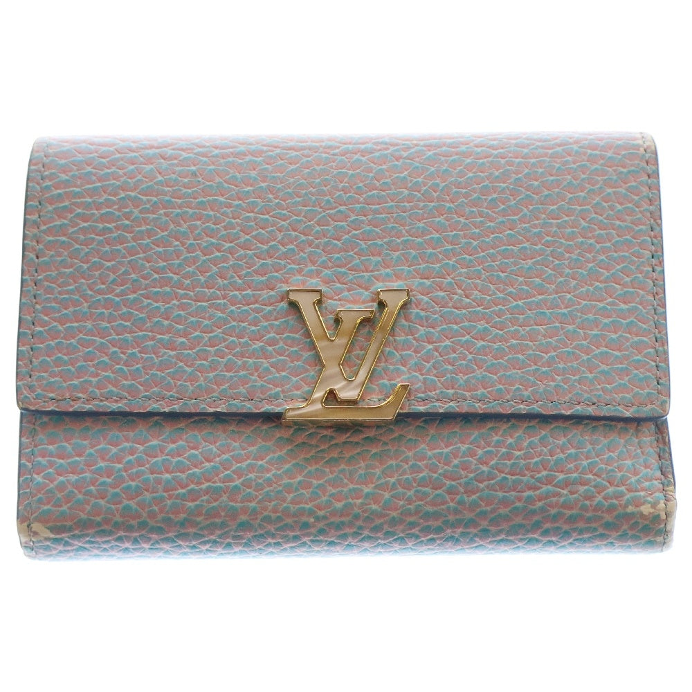 LOUIS VUITTON(ルイヴィトン) ポルトフォイユ カピシーヌ トリヨンレザー サマースターダスト 三つ折り財布 ライトブルー M81306