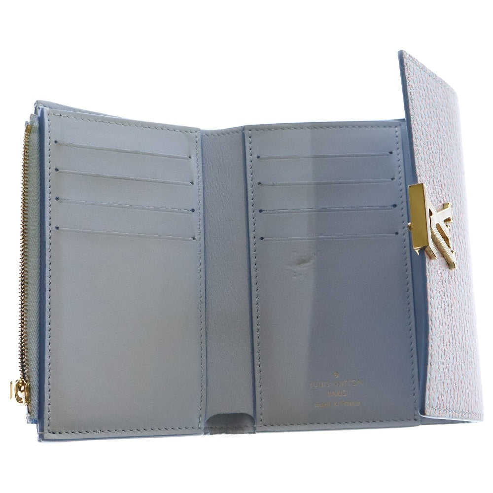LOUIS VUITTON(ルイヴィトン) ポルトフォイユ カピシーヌ トリヨンレザー サマースターダスト 三つ折り財布 ライトブルー M81306