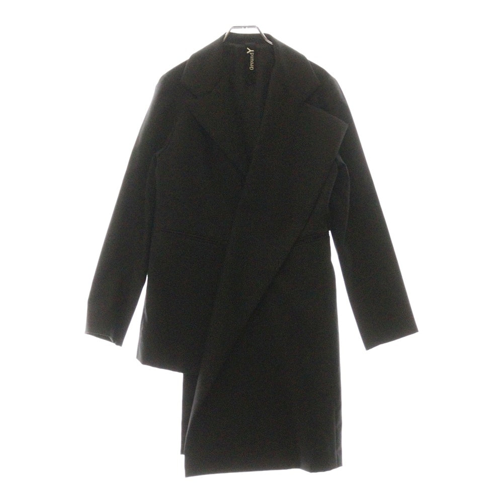 Ground Y(グラウンドワイ) 18AW ウール ギャバジン アシンメトリー テーラード ジャケット ブラック GV-J01-100
