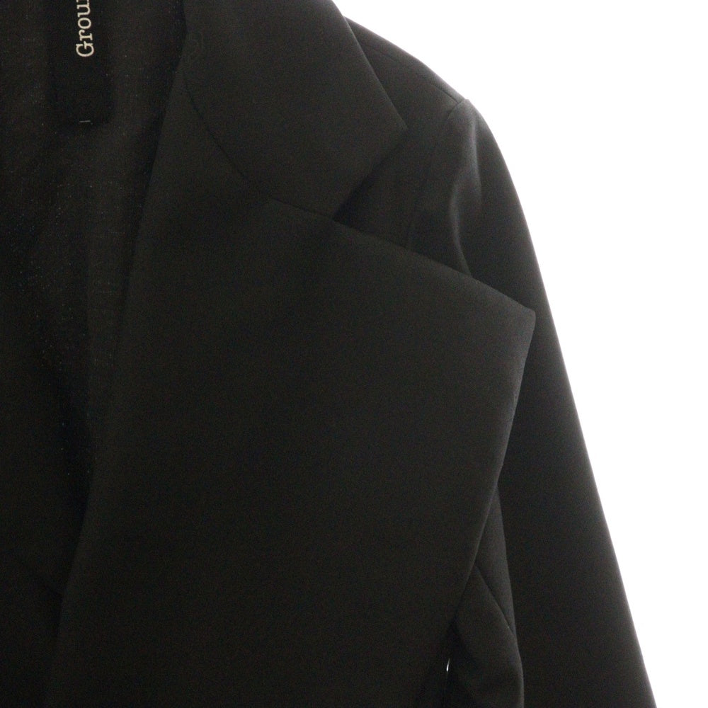 Ground Y(グラウンドワイ) 18AW ウール ギャバジン アシンメトリー テーラード ジャケット ブラック GV-J01-100