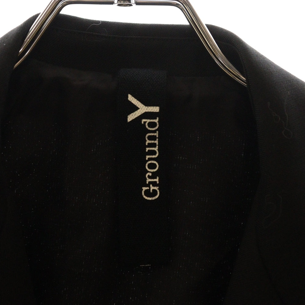 Ground Y(グラウンドワイ) 18AW ウール ギャバジン アシンメトリー テーラード ジャケット ブラック GV-J01-100