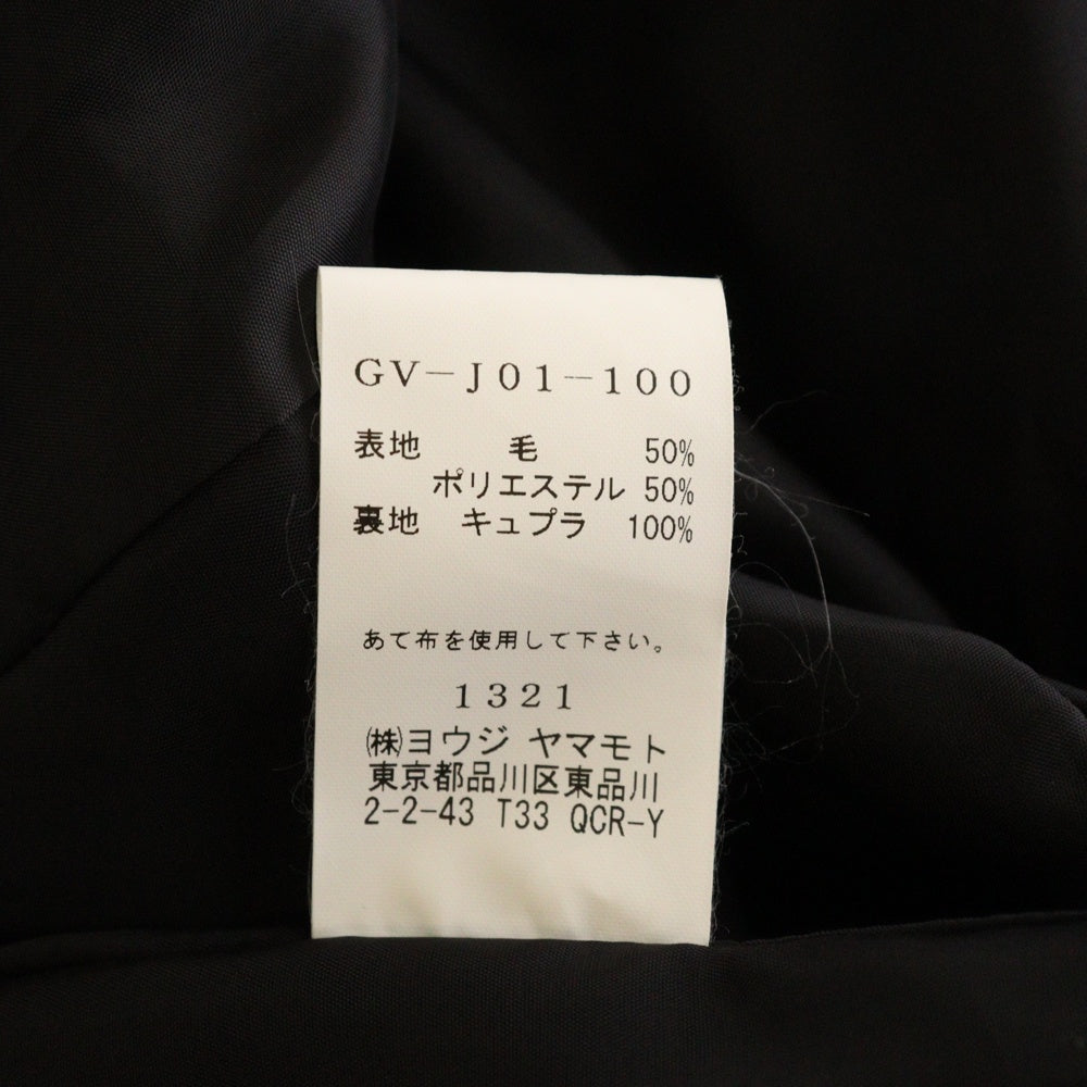 Ground Y(グラウンドワイ) 18AW ウール ギャバジン アシンメトリー テーラード ジャケット ブラック GV-J01-100