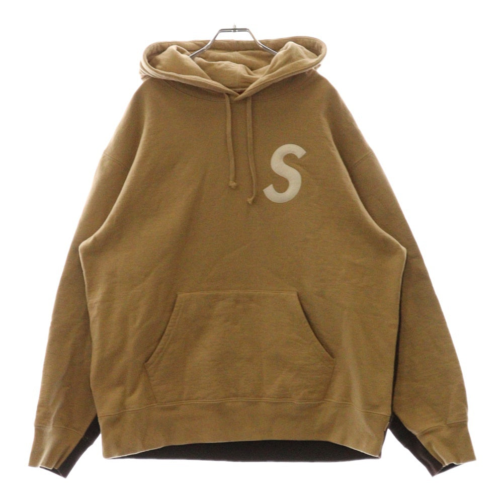 SUPREME(シュプリーム) 21AW S Logo Split Hooded Sweatshirt Sロゴ刺繍 スプリット バイカラー プルオーバースウェットパーカー フーディー ベージュ/ブラウン