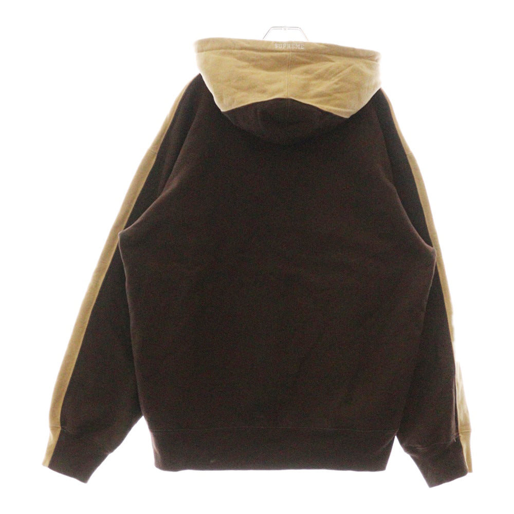 SUPREME(シュプリーム) 21AW S Logo Split Hooded Sweatshirt Sロゴ刺繍 スプリット バイカラー プルオーバースウェットパーカー フーディー ベージュ/ブラウン