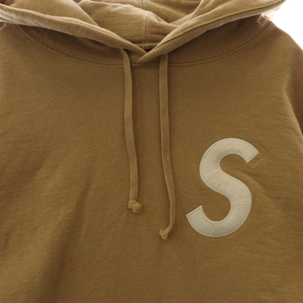 SUPREME(シュプリーム) 21AW S Logo Split Hooded Sweatshirt Sロゴ刺繍 スプリット バイカラー プルオーバースウェットパーカー フーディー ベージュ/ブラウン