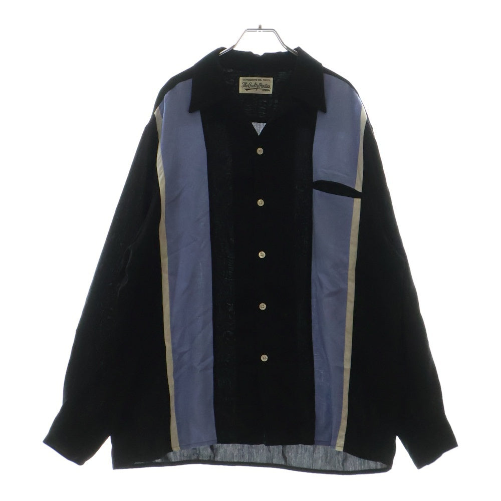WACKO MARIA(ワコマリア) 22FW THREE-TONE 50S SHIRT スリートーン 長袖シャツ ブラック/ブルー